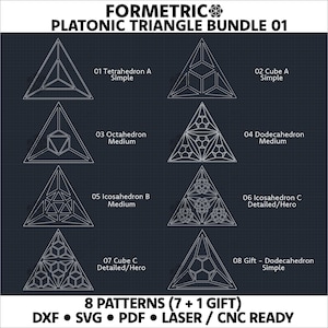 Platonic Solids Triangle Bundle | Sacred Geometry Laser Cut DXF SVG (Digital Download)