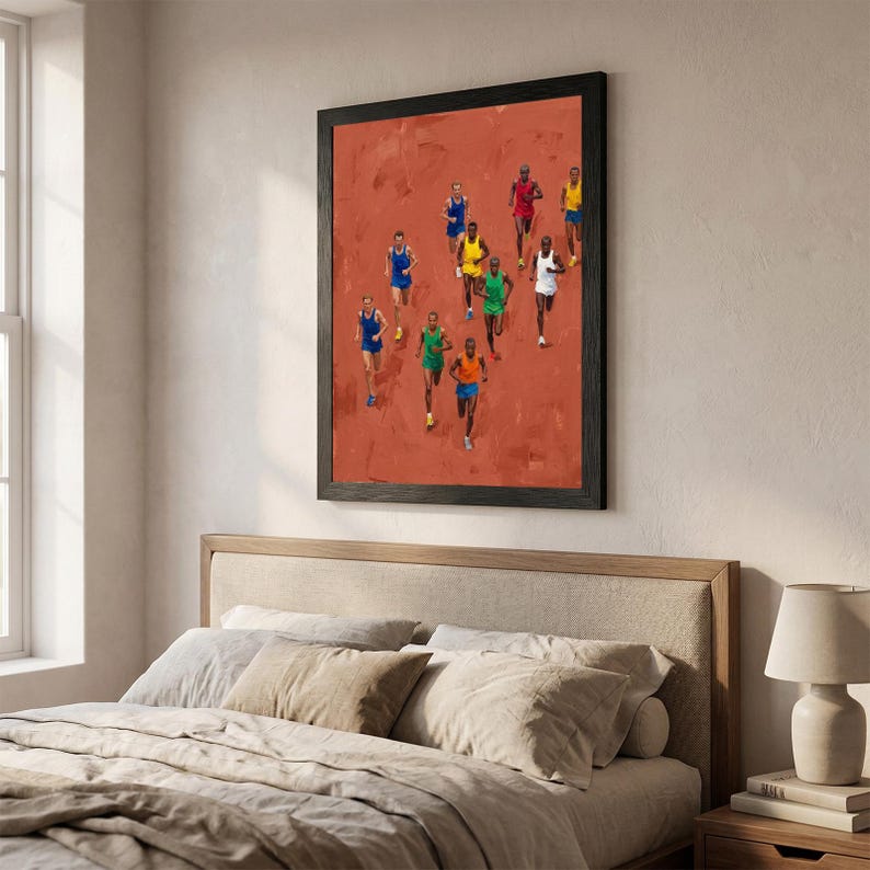 Marathon Runners High-angle, Modern Minimalist Sports Art ...