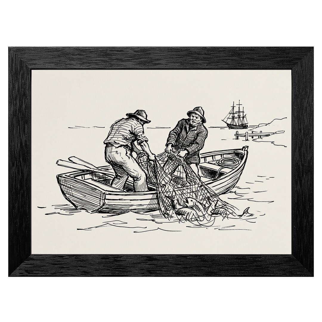 Vintage Fisherman Rowboat Pen Ink Sketch, Coastal Maritime Art Print - Etsy