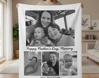 Manta personalizada con foto, regalo personalizado para el Día de la Madre, manta con foto familiar