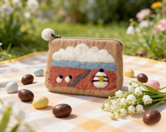 Bee and Cloud Wool Felt Purse Easter Gift for Girls