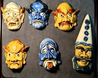 Vintage Ceramic Mask, Single Piece, Wall Decor Collectible
