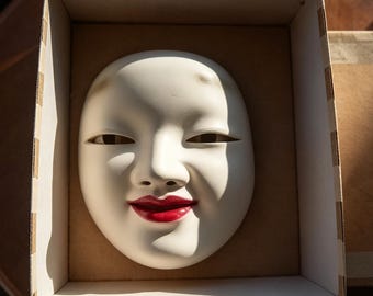 Vintage Japanese Noh Mask, Ko-omote, By Sōgeisha, With Original Box