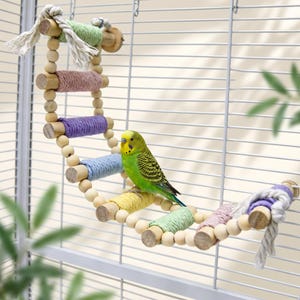 Parrot Climbing Ladder, Macaron Rope Bird Perch Chew Toy for Cockatiel, Budgie  Lovebird