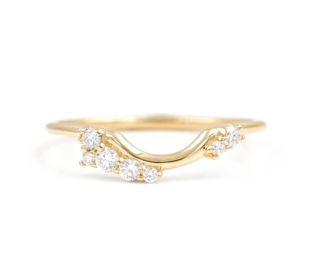 Alternating Round & Baguette Diamond Wedding Band, 14K Yellow Gold ...