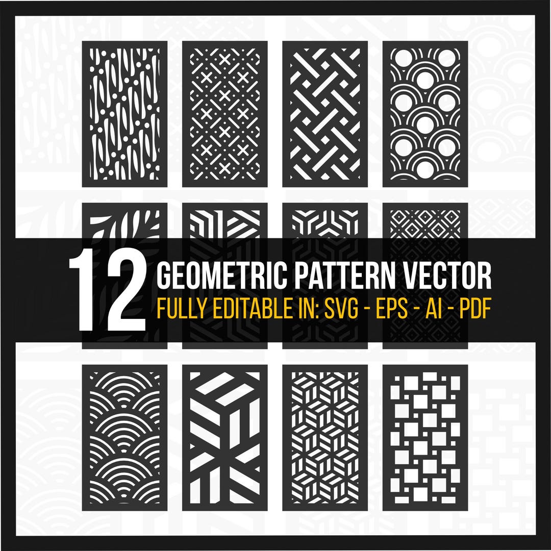 Geometric Pattern Vector Bundle SVG AI EPS | 12 Abstract Line Pattern ...