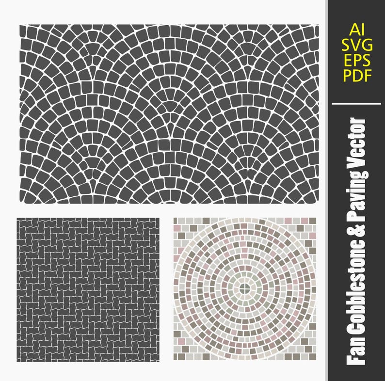 Cobblestone Pattern Vector Bundle – Pavement Texture SVG for Designers ...