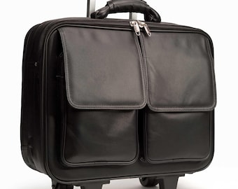Trolley da viaggio in pelle di bufalo realizzata a mano - Nero