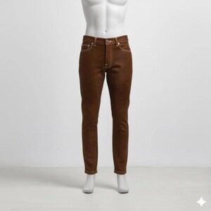 Hair-On Cowhide Leather Pants | White Stitching Western Jeans image 2