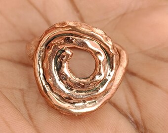 Copper Spiral Statement Abstract Handmade Ring, Modern Sculptural Jewelry, Unique Artisan Ring,