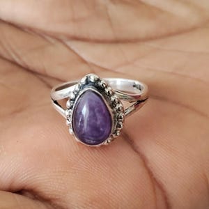 Natural Amethyst 925 Sterling Silver Ring,  Statement Ring, Boho Artisan Jewelry