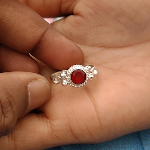 Natural Ruby Gemstone Sterling Silver Rings, Statement Design Minimalist Handmade Jewelry,
