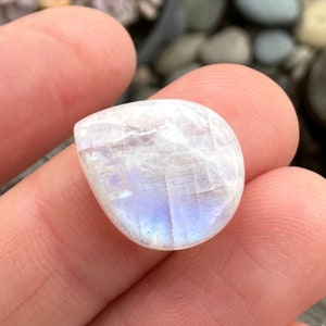 Rainbow Moonstone Cabochon. Teardrop Moonstone. Cabochon Stone sale. Destash stones. Rainbow Moonstone Pear Shaped Stone.