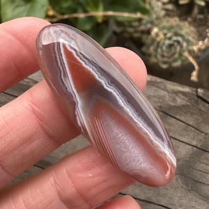 Banded Botswana Agate Cabochon: Long Oval Striped Stone (45mm)