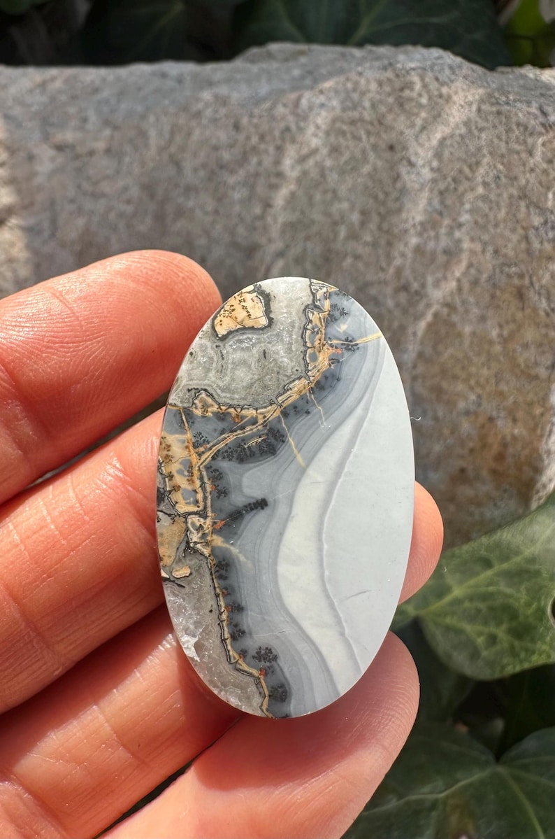 Gorgeous Large Maligano Jasper cabochon. Oval Maligano. Natural jasper. Scenic Jasper cabs. Picture stone. Natural stones. Statement OOAK bild 4