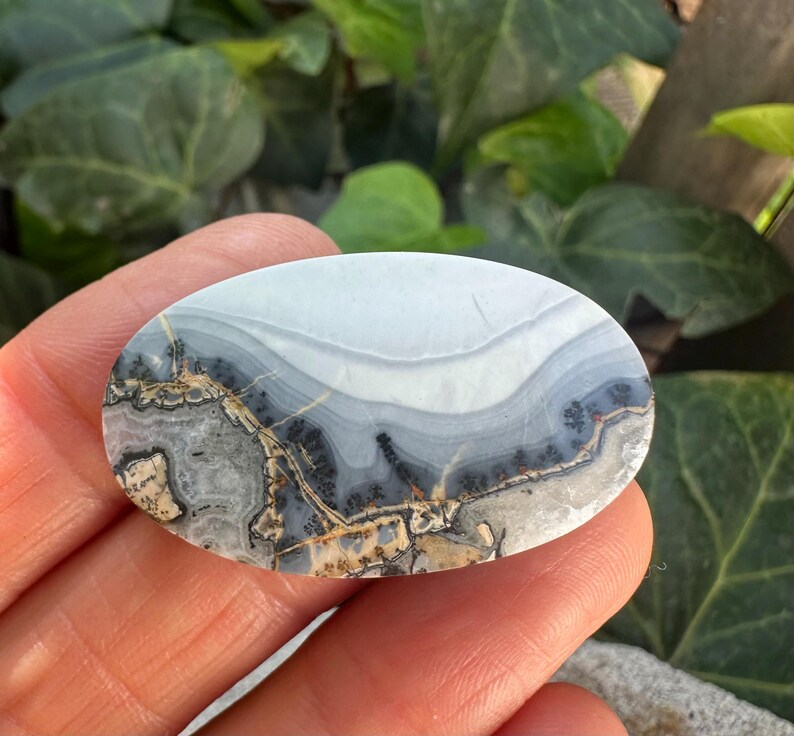 Gorgeous Large Maligano Jasper cabochon. Oval Maligano. Natural jasper. Scenic Jasper cabs. Picture stone. Natural stones. Statement OOAK bild 2