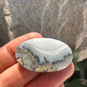 Gorgeous Large Maligano Jasper cabochon. Oval Maligano. Natural jasper. Scenic Jasper cabs. Picture stone. Natural stones. Statement OOAK bild 7