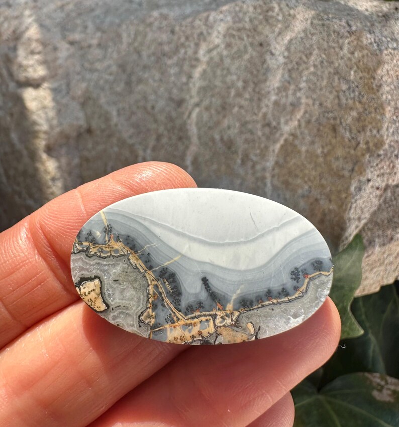 Gorgeous Large Maligano Jasper cabochon. Oval Maligano. Natural jasper. Scenic Jasper cabs. Picture stone. Natural stones. Statement OOAK bild 7