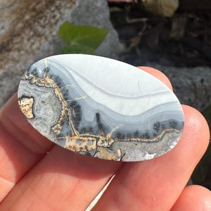 Gorgeous Large Maligano Jasper cabochon. Oval Maligano. Natural jasper. Scenic Jasper cabs. Picture stone. Natural stones. Statement OOAK bild 5