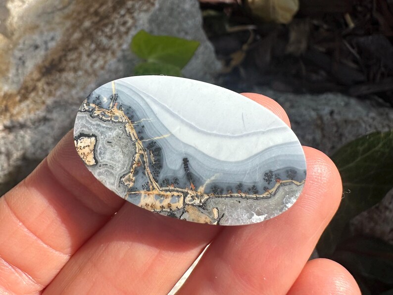 Gorgeous Large Maligano Jasper cabochon. Oval Maligano. Natural jasper. Scenic Jasper cabs. Picture stone. Natural stones. Statement OOAK bild 5