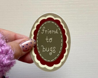 Adesivo Amigo dos Insetos | Adesivo de Vinil Fofo da Natureza | Arte Divertida com Insetos | Adesivo Original Bug Hours | Adesivo para Laptop e Caderno