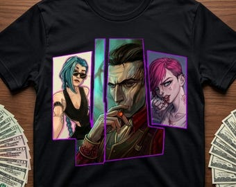 Jinx Arcane Shirt, Vi Silco Tee, League of Legends Anime Shirt, Gamer Streetwear T-Shirt