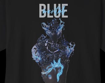 Blue Mental Oversized Tee | 3D Graphic Streetwear T Shirt | 100% Cotton
