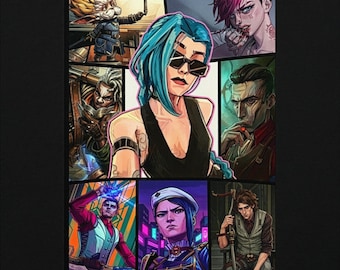 Arcane Hoodie, Jinx Vi Caitlyn Silco Viktor Jayce Ekko Heimerdinger, League of Legends Hoodie, Anime Streetwear Graphic Hoodie