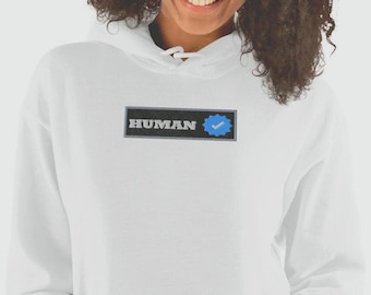 Embroidered Verified Human Unisex Hoodie