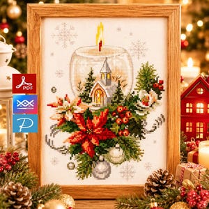 Weihnachts-Kreuzstichmuster, Weihnachtskerzen-Kreuzstichmuster, Winter-Kreuzstichmuster, Weihnachtsspielzeug-Kreuzstichmuster, Neujahrs-Kreuzstichmuster