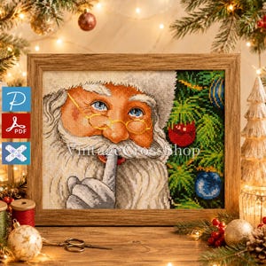 Patrón de punto de cruz en PDF Colección Oro Secreto de Santa Patrón de punto de cruz Dimensiones Patrón de punto de cruz Patrón de punto de cruz de Navidad