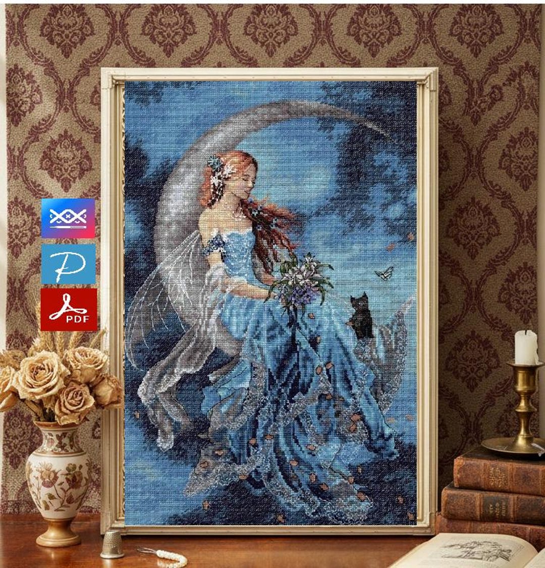 PDF Cross Stitch Pattern Wind Moon Fairy Cross Stitch Chart Instant ...