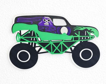 Grim Flaming Monster Truck Wall Sign | Monster Truck Wall Sign | Kids Room Decor | Nursery Wall Sign | Truck Room Decor