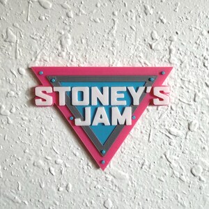 Personalized Monster Jam Birthday Name Sign | Custom Monster Truck Name Wall Decor | Monster Truck Birthday Decor Pink + Blue