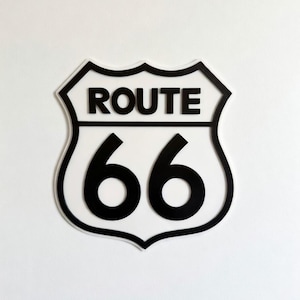 Route 66 Sign | Vintage Route 66 Wall Decor | Black and White Route 66 Sign | Road Trip Decor Large: 8.5”