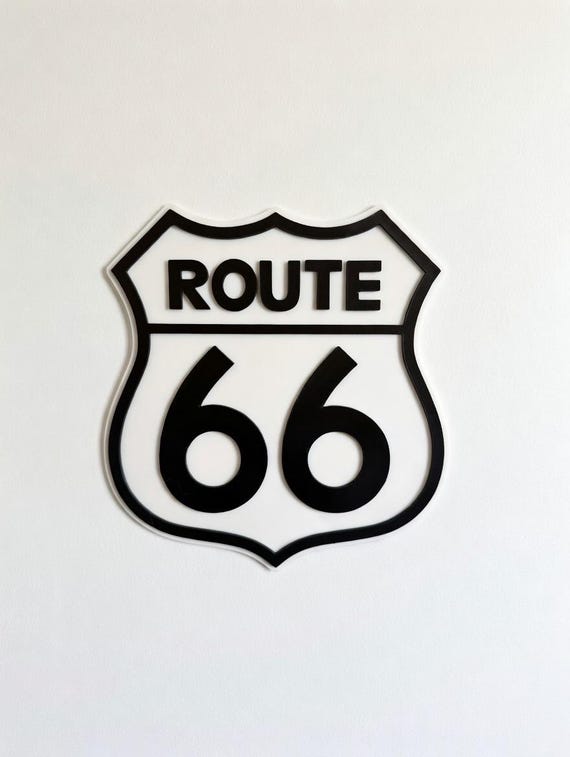 Route 66 Sign | Vintage Route 66 Wall Decor | Black and White Route 66 Sign | Road Trip Decor