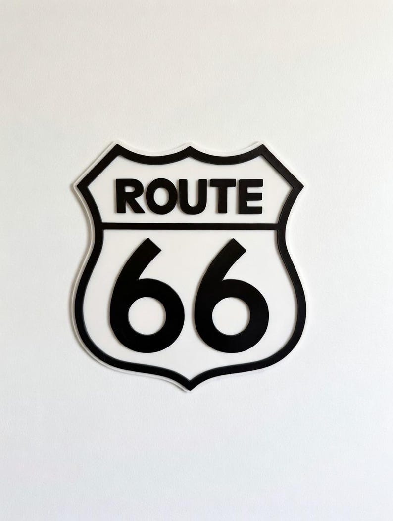 Route 66 Sign | Vintage Route 66 Wall Decor | Black and White Route 66 Sign | Road Trip Decor Large: 8.5”