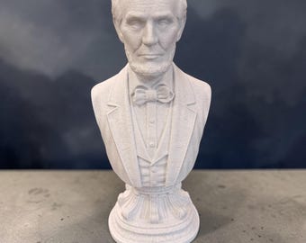 Abraham Lincoln Marble-Look Bust | 8.5" 3D Printed Sculpture, Office Decor