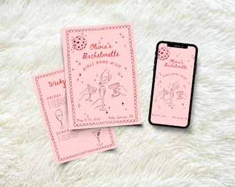 Pink Handwritten Bachelorette Invitation Template (Digital Download)