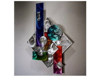 Alex Kovacs - Rainbow Art Metal Wall Sculpture Unique Abstract Clock Design - W789