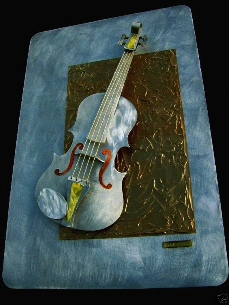 Metal Wall Art Violin Sculpture, Home Decor, Musical Art, Design by