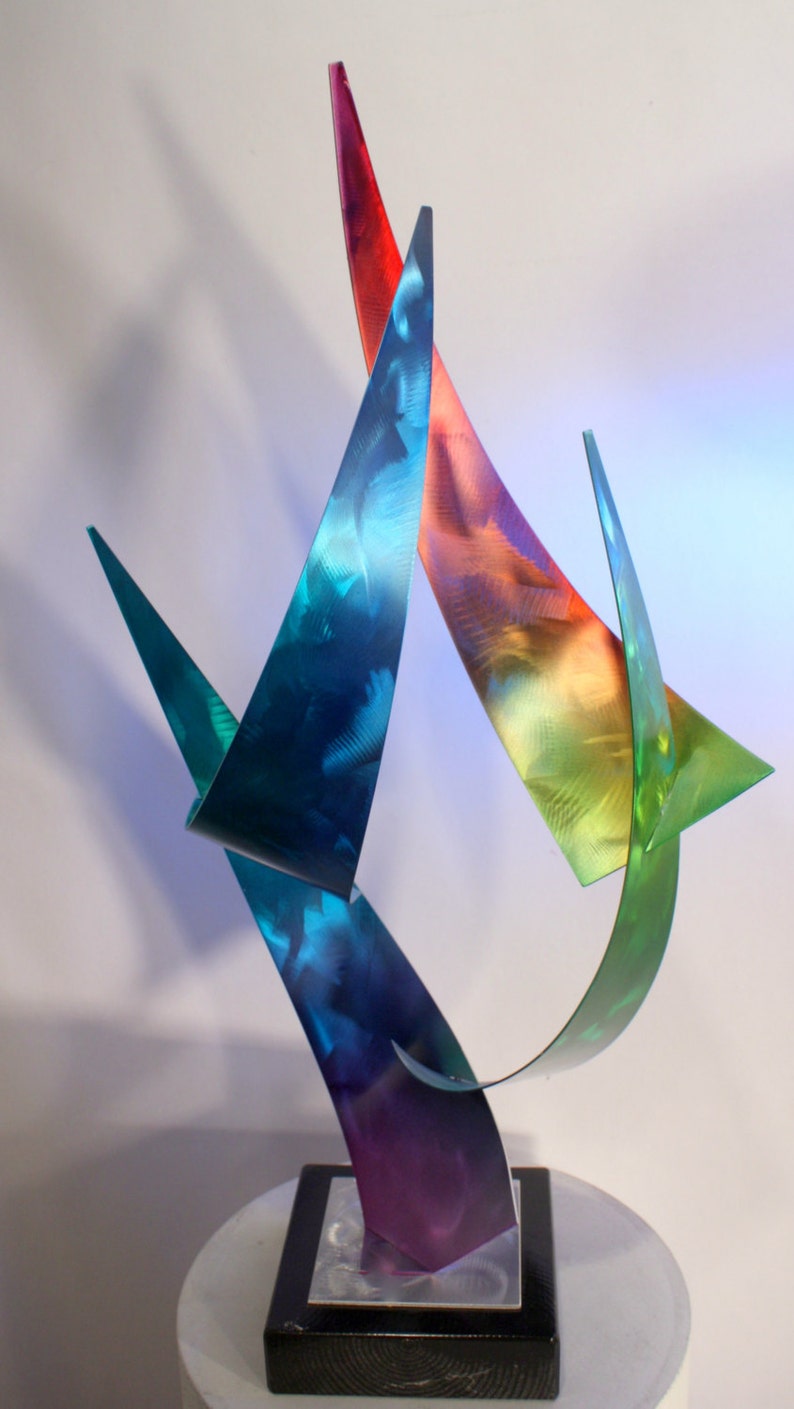 Abstrakte Metall Skulptur Gold - Moderne Kunst Dekoration Für Wohnzimmer & Büro