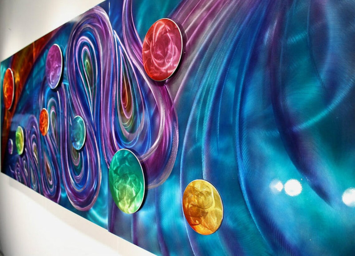 Rainbow Art Metal Wall Art Painting Decor Abstract Sculpture Etsy