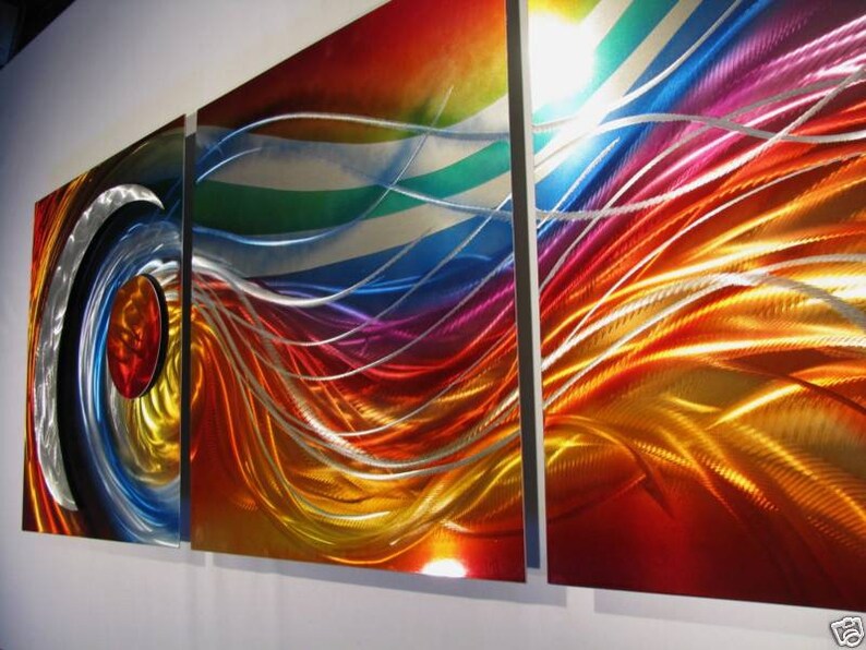 Rainbow Metal Wall Art Painting Sculpture Home Decor Design Etsy