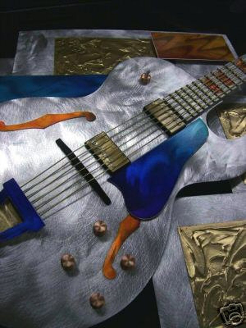 Gibson Guitar Metal Wall Art Sculpture Decor, Abstract Guitar, Design