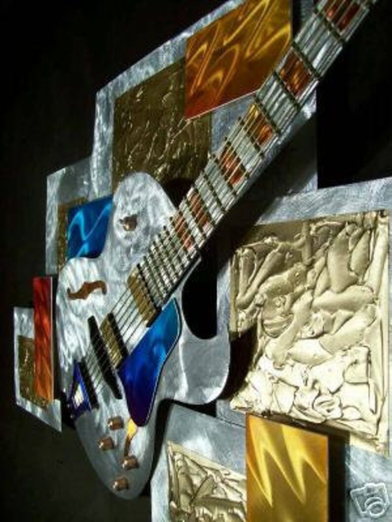 Gibson Guitar Metal Wall Art Sculpture Decor, Abstract Guitar, Design