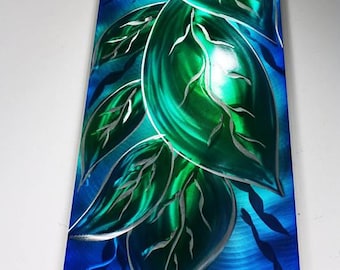 Alex Kovacs Metal Wall Art, Handmade Painting of Leaves - W201