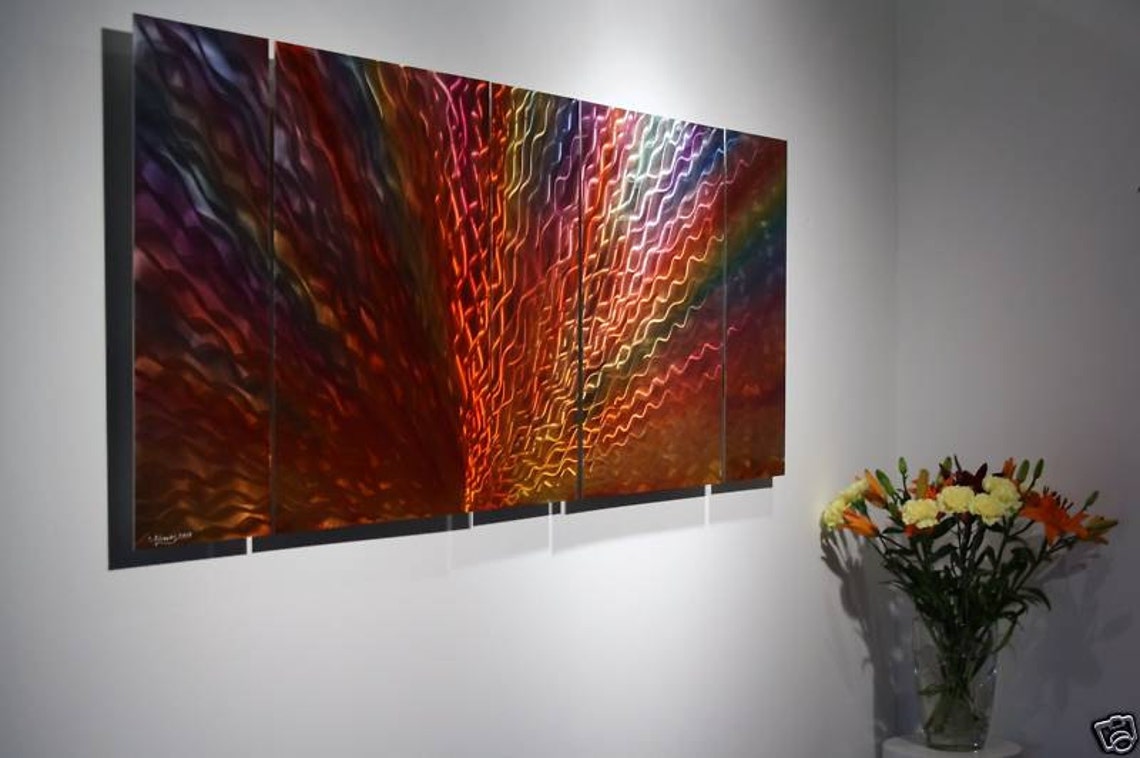 Alex Kovacs Rainbow Metal Wall Art, Multi Panel Painting on Metal W88