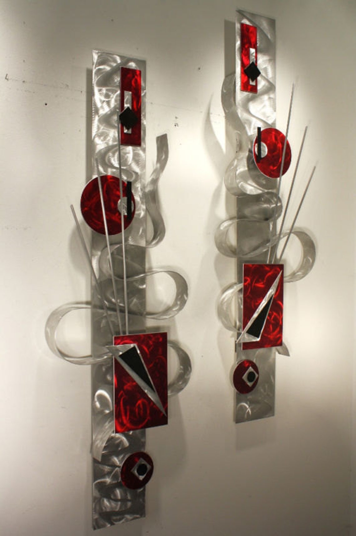 Set of 2 Metal Wall Art Abstract Wall Sculptures Decor, Design by Alex