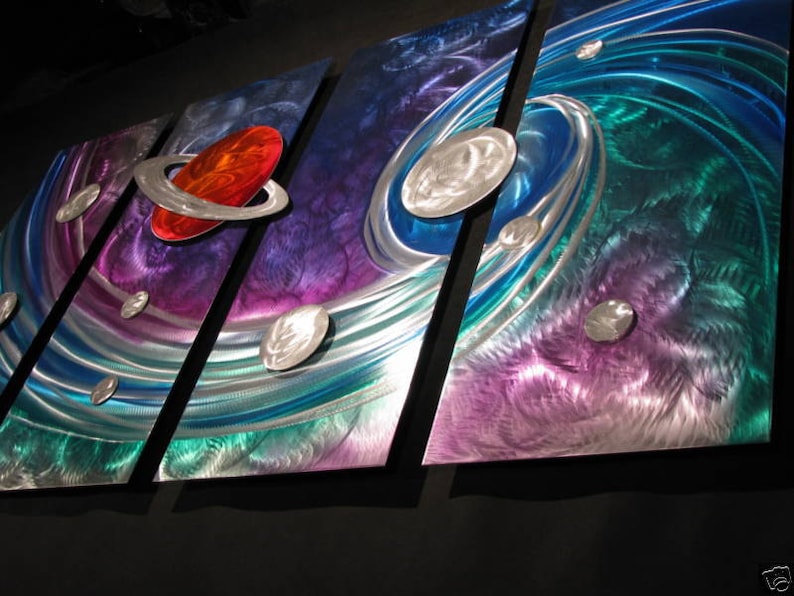 Metal Art Abstract Galaxy Wall Decor Sculpture Painting, Design by Alex